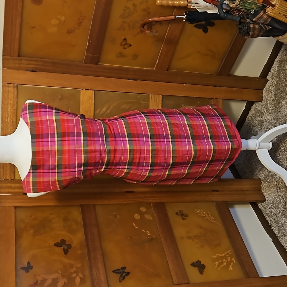 VTG Pink Plaid 💯 Silk Dress